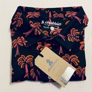 Men’s NWT Chubbies Navy Orange Palm Tree Shirt, XXL